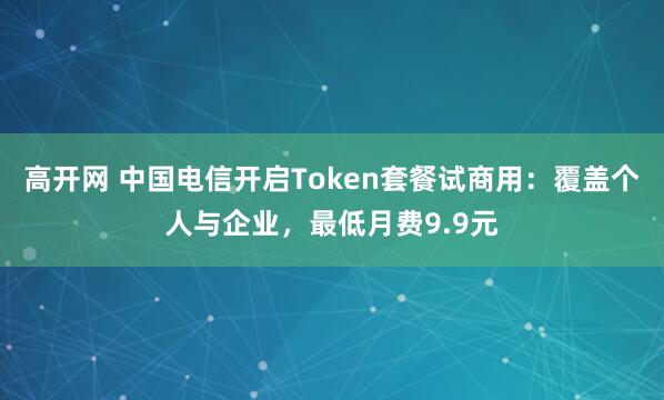高开网 中国电信开启Token套餐试商用：覆盖个人与企业，最低月费9.9元